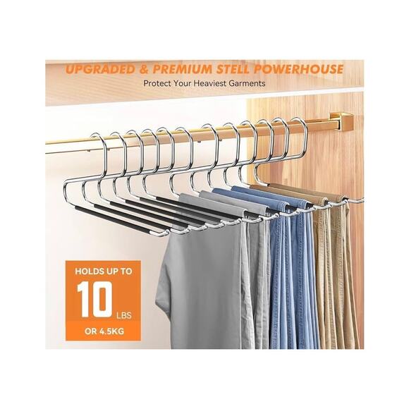 Hodola 5 Pack Open Ended Pant Hangers Non-Slip - Picture 5 of 7